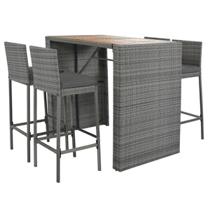HomeRoots Five-Piece Solid Wood Dining Set: Stylish Brown & Gray Ensemble with Four Comfortable Chairs 623376