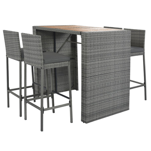 HomeRoots Five-Piece Solid Wood Dining Set: Stylish Brown & Gray Ensemble with Four Comfortable Chairs 623376