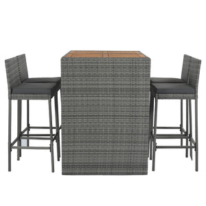 HomeRoots Five-Piece Solid Wood Dining Set: Stylish Brown & Gray Ensemble with Four Comfortable Chairs 623376