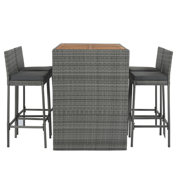 HomeRoots Five-Piece Solid Wood Dining Set: Stylish Brown & Gray Ensemble with Four Comfortable Chairs 623376