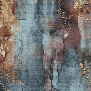 HomeRoots 5' Stylish Blue and Gold Floral Washable Area Rug for Indoor and Outdoor Spaces, Easy Care Design 10' X 14' 623382