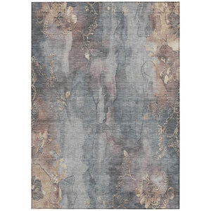 HomeRoots 5' Durable Gray and Beige Floral Area Rug - Washable, Perfect for Indoor or Outdoor Spaces! 9' X 12' 623387
