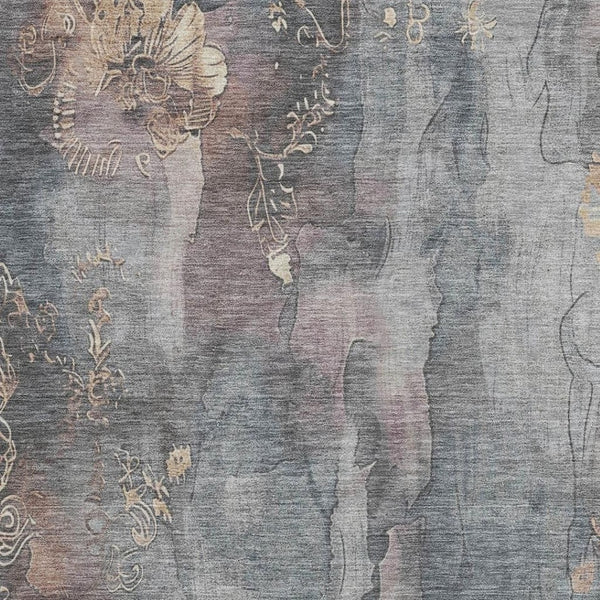 HomeRoots 5' Durable Gray and Beige Floral Area Rug - Washable, Perfect for Indoor or Outdoor Spaces! 9' X 12' 623387