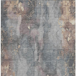 HomeRoots 5' Durable Gray and Beige Floral Area Rug - Washable, Perfect for Indoor or Outdoor Spaces! 10' X 14' 623388