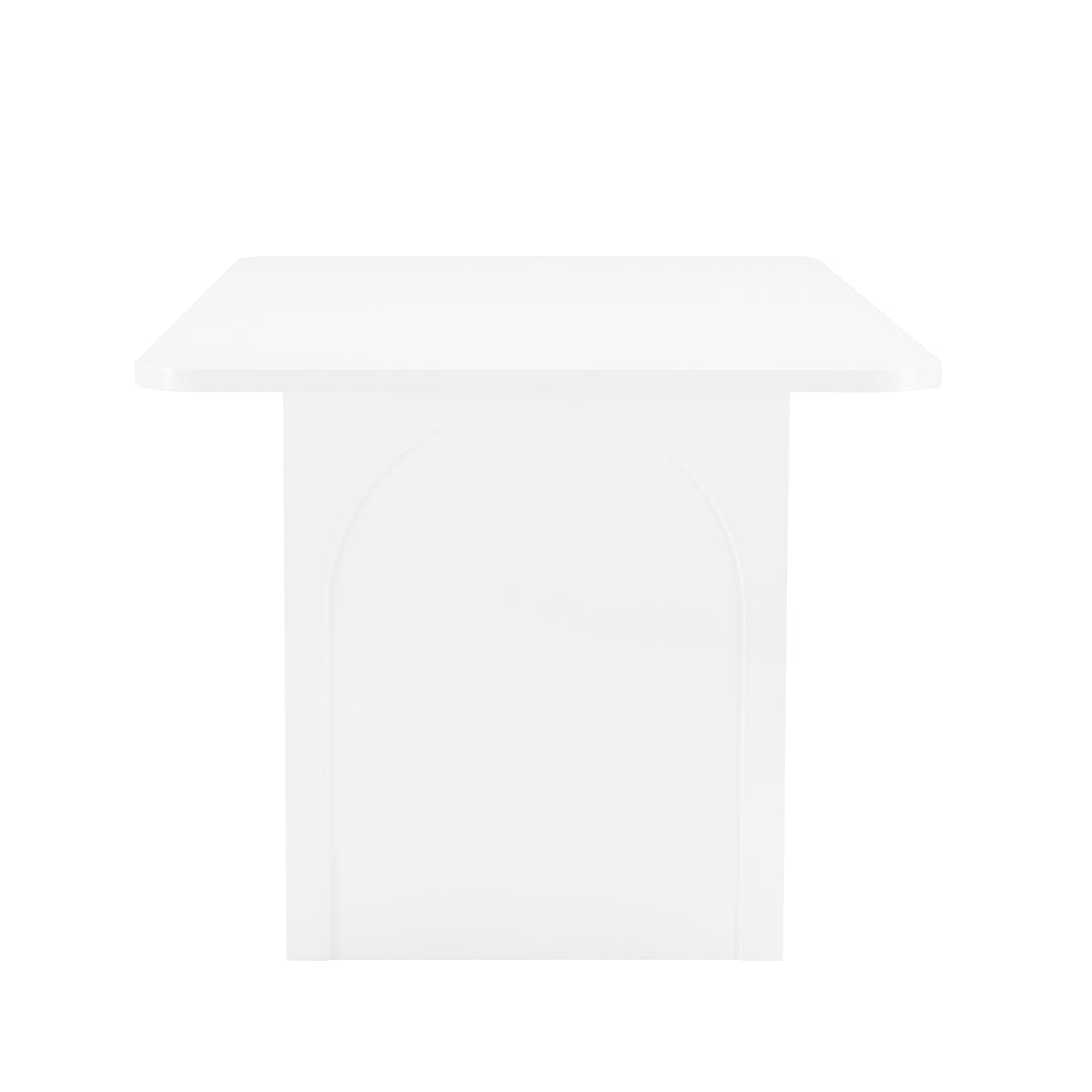 English Elm Ella 79" Dining Table in White – Modern MDF Rectangular 78.7" Table Seats 6-8 with Stable Thick Legs B365P397685