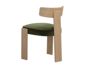 Sunpan Horton Dining Chair Set of 2 – Contemporary Design with Luxurious Upholstery and Unique Character Rustic Oak / Forest Green