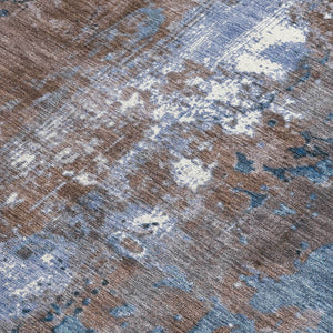 HomeRoots 5' Brown and Blue Abstract Area Rug - Stylish, Washable, Durable Indoor/Outdoor Design for Any Space 5' X 8' 623402