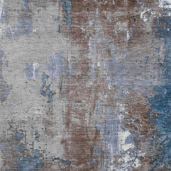 HomeRoots 5' Coffee and Blue Abstract Area Rug - Stylish, Durable, Washable for Indoor & Outdoor Spaces 5' X 8' 623408