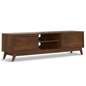 English Elm Lennon 72 inch Low TV Stand with Solid Wood Veneer, Mid-Century Modern, Cable Management, Durable Finish Walnut B136P261844