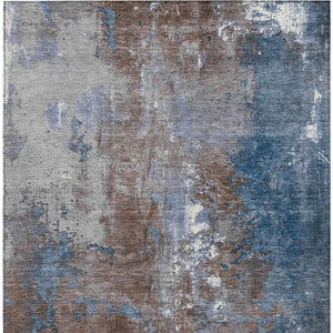 HomeRoots 5' Coffee and Blue Abstract Area Rug - Stylish, Durable, Washable for Indoor & Outdoor Spaces 8' X 10' 623410