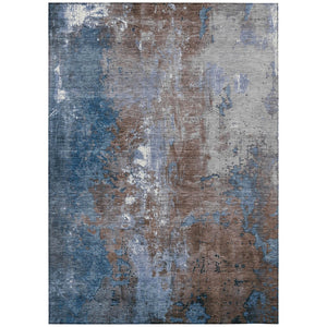 HomeRoots 5' Coffee and Blue Abstract Area Rug - Stylish, Durable, Washable for Indoor & Outdoor Spaces 8' X 10' 623410