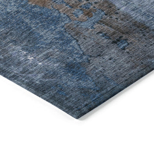 HomeRoots 5' Coffee and Blue Abstract Area Rug - Stylish, Durable, Washable for Indoor & Outdoor Spaces 8' X 10' 623410