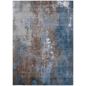 HomeRoots 5' Coffee and Blue Abstract Area Rug - Stylish, Durable, Washable for Indoor & Outdoor Spaces 8' X 10' 623410