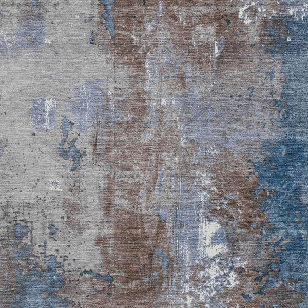 HomeRoots 5' Coffee and Blue Abstract Area Rug - Stylish, Durable, Washable for Indoor & Outdoor Spaces 9' X 12' 623411