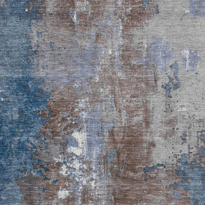 HomeRoots 5' Coffee and Blue Abstract Area Rug - Stylish, Durable, Washable for Indoor & Outdoor Spaces 10' X 14' 623412