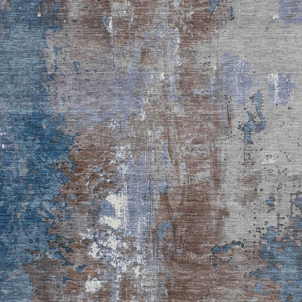 HomeRoots 5' Coffee and Blue Abstract Area Rug - Stylish, Durable, Washable for Indoor & Outdoor Spaces 10' X 14' 623412