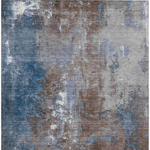 HomeRoots 5' Coffee and Blue Abstract Area Rug - Stylish, Durable, Washable for Indoor & Outdoor Spaces 10' X 14' 623412