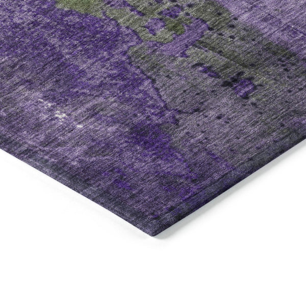 HomeRoots 5' Olive Green and Purple Abstract Washable Area Rug for Indoor and Outdoor Style Refresh 5' X 8' 623426