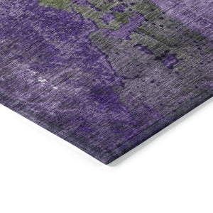 HomeRoots 5' Olive Green and Purple Abstract Washable Area Rug for Indoor and Outdoor Style Refresh 8' Round 623427