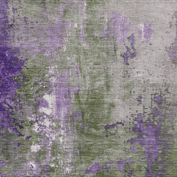 HomeRoots 5' Olive Green and Purple Abstract Washable Area Rug for Indoor and Outdoor Style Refresh 10' X 14' 623430