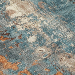 HomeRoots 5' Teal Blue and Copper Abstract Area Rug - Stylish, Washable, Durable Indoor/Outdoor Accent Piece 8' X 10' 623440