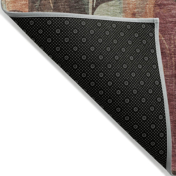 HomeRoots 5' Terra Cotta and Sage Floral Indoor Outdoor Area Rug - Durable, Washable, Timeless Charm! 8' Round 623463