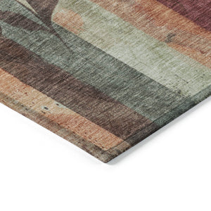 HomeRoots 5' Terra Cotta and Sage Floral Indoor Outdoor Area Rug - Durable, Washable, Timeless Charm! 8' Round 623463