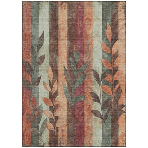 HomeRoots 5' Terra Cotta and Sage Floral Indoor Outdoor Area Rug - Durable, Washable, Timeless Charm! 8' X 10' 623464