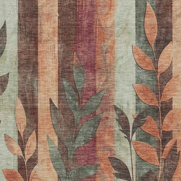 HomeRoots 5' Terra Cotta and Sage Floral Indoor Outdoor Area Rug - Durable, Washable, Timeless Charm! 8' X 10' 623464