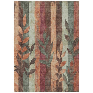 HomeRoots 5' Terra Cotta and Sage Floral Indoor Outdoor Area Rug - Durable, Washable, Timeless Charm! 8' X 10' 623464