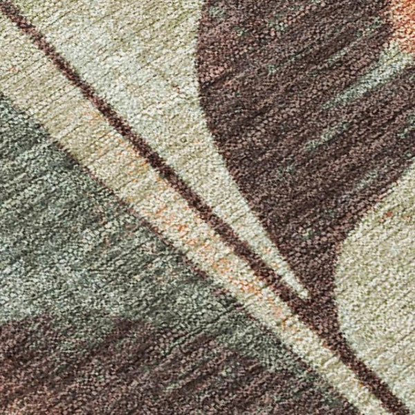 HomeRoots 5' Terra Cotta and Sage Floral Indoor Outdoor Area Rug - Durable, Washable, Timeless Charm! 9' X 12' 623465