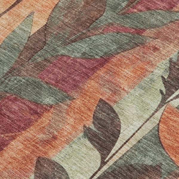 HomeRoots 5' Terra Cotta and Sage Floral Indoor Outdoor Area Rug - Durable, Washable, Timeless Charm! 10' X 14' 623466