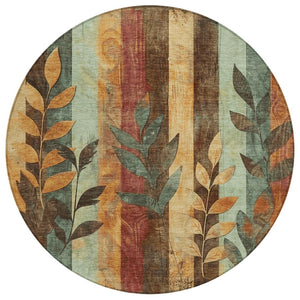 HomeRoots 5' Elevate Your Space with a Timeless Floral Washable Area Rug for Indoor & Outdoor Use 8' Round 623469