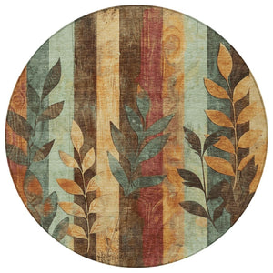 HomeRoots 5' Elevate Your Space with a Timeless Floral Washable Area Rug for Indoor & Outdoor Use 8' Round 623469