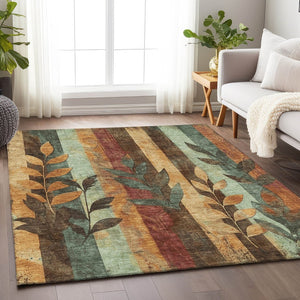 HomeRoots 5' Elevate Your Space with a Timeless Floral Washable Area Rug for Indoor & Outdoor Use 8' X 10' 623470