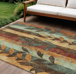 HomeRoots 5' Elevate Your Space with a Timeless Floral Washable Area Rug for Indoor & Outdoor Use 9' X 12' 623471