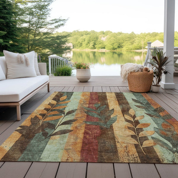 HomeRoots 5' Elevate Your Space with a Timeless Floral Washable Area Rug for Indoor & Outdoor Use 9' X 12' 623471