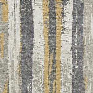 HomeRoots 5' Stylish Gold and Gray Striped Washable Area Rug for Indoor and Outdoor Spaces – Durable Design! 8' X 10' 623494