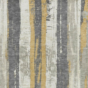 HomeRoots 5' Stylish Gold and Gray Striped Washable Area Rug for Indoor and Outdoor Spaces – Durable Design! 9' X 12' 623495