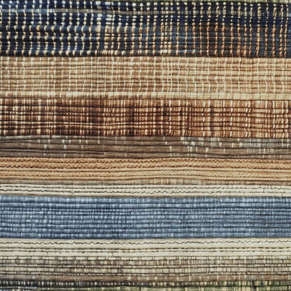 HomeRoots 5' Blue and Brown Striped Washable Area Rug for Indoor and Outdoor Durability and Style 5' X 8' 623516