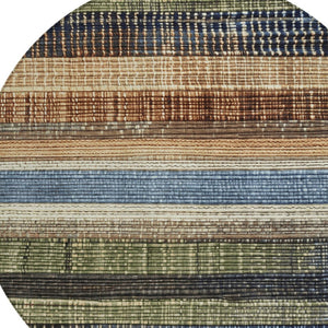 HomeRoots 5' Blue and Brown Striped Washable Area Rug for Indoor and Outdoor Durability and Style 8' Round 623517