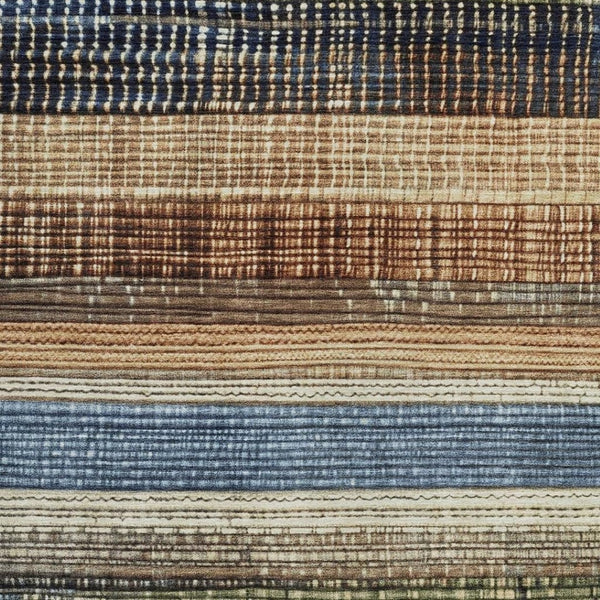 HomeRoots 5' Blue and Brown Striped Washable Area Rug for Indoor and Outdoor Durability and Style 10' X 14' 623520