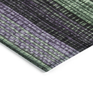 HomeRoots 5' Striped Purple and Green Area Rug for Indoor and Outdoor Use – Durable, Washable, Versatile Design 5' X 8' 623522
