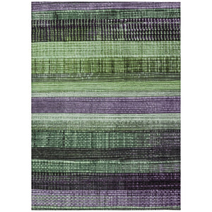 HomeRoots 5' Striped Purple and Green Area Rug for Indoor and Outdoor Use – Durable, Washable, Versatile Design 5' X 8' 623522