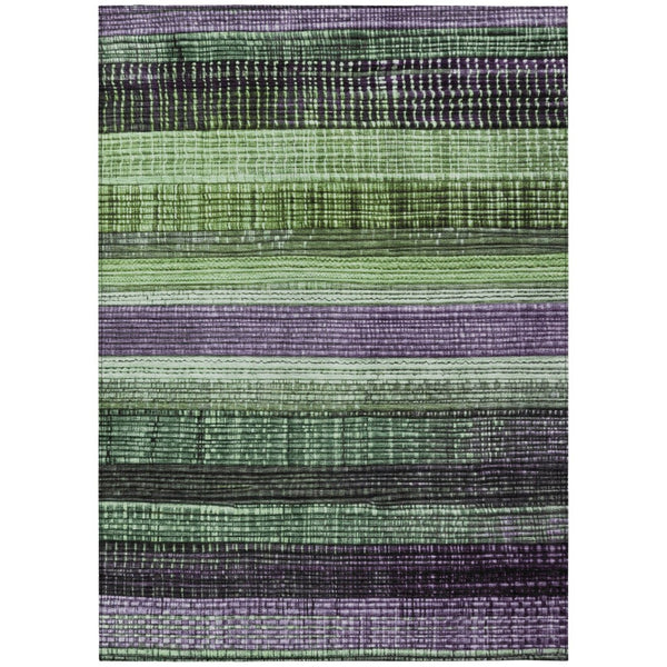 HomeRoots 5' Striped Purple and Green Area Rug for Indoor and Outdoor Use – Durable, Washable, Versatile Design 10' X 14' 623526