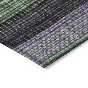 HomeRoots 5' Striped Purple and Green Area Rug for Indoor and Outdoor Use – Durable, Washable, Versatile Design 10' X 14' 623526