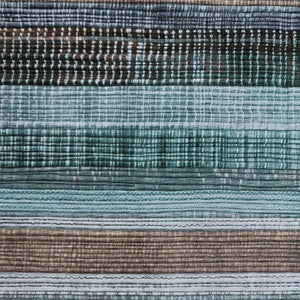 HomeRoots 5' Durable Teal Blue and Brown Striped Area Rug - Washable, Stylish Design for Indoor and Outdoor Use 5' X 8' 623528