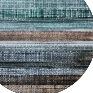 HomeRoots 5' Durable Teal Blue and Brown Striped Area Rug - Washable, Stylish Design for Indoor and Outdoor Use 8' Round 623529