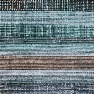 HomeRoots 5' Durable Teal Blue and Brown Striped Area Rug - Washable, Stylish Design for Indoor and Outdoor Use 8' X 10' 623530