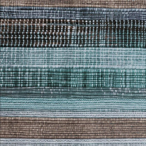 HomeRoots 5' Durable Teal Blue and Brown Striped Area Rug - Washable, Stylish Design for Indoor and Outdoor Use 10' X 14' 623532